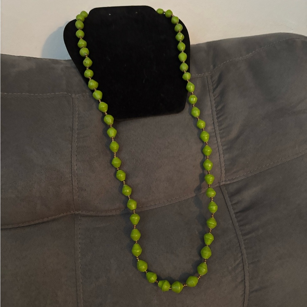 Green Beaded Necklace. New handmade in Rwanda